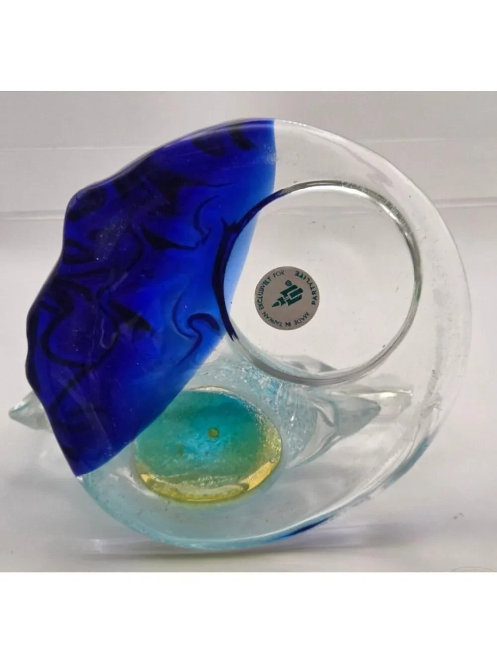 PartyLite Glass Fish Candle Holder Blue Art Glass Tea Light Taiwan - Picture 6 of 6